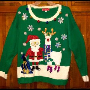 Ugly Christmas 🎄 Sweater - Santa & Llama 🦙 1XL, NWT